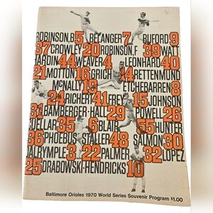 1970 Baltimore Orioles World Series Souvenir Program COLLECTIBLE